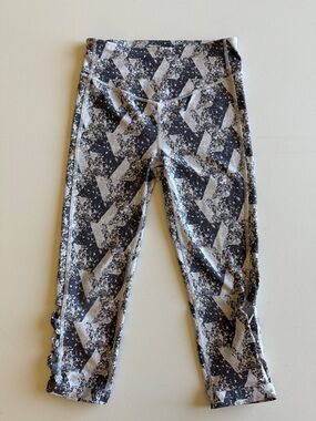 GAP Grey White Geometric Cropped Leggings High Rise Athleisure Size S